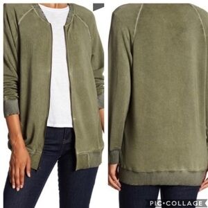 H by Bordeaux Soft Lightweight Bomber Jacket Zip Up Olive Green Size L